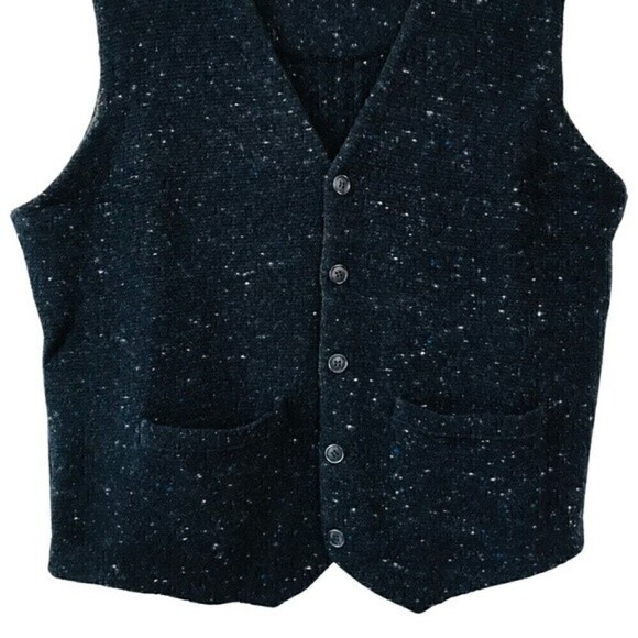 New! Joseph Abboud Black Label Wool Cashmere Sweater Knit Button Down Vest - Picture 6 of 11